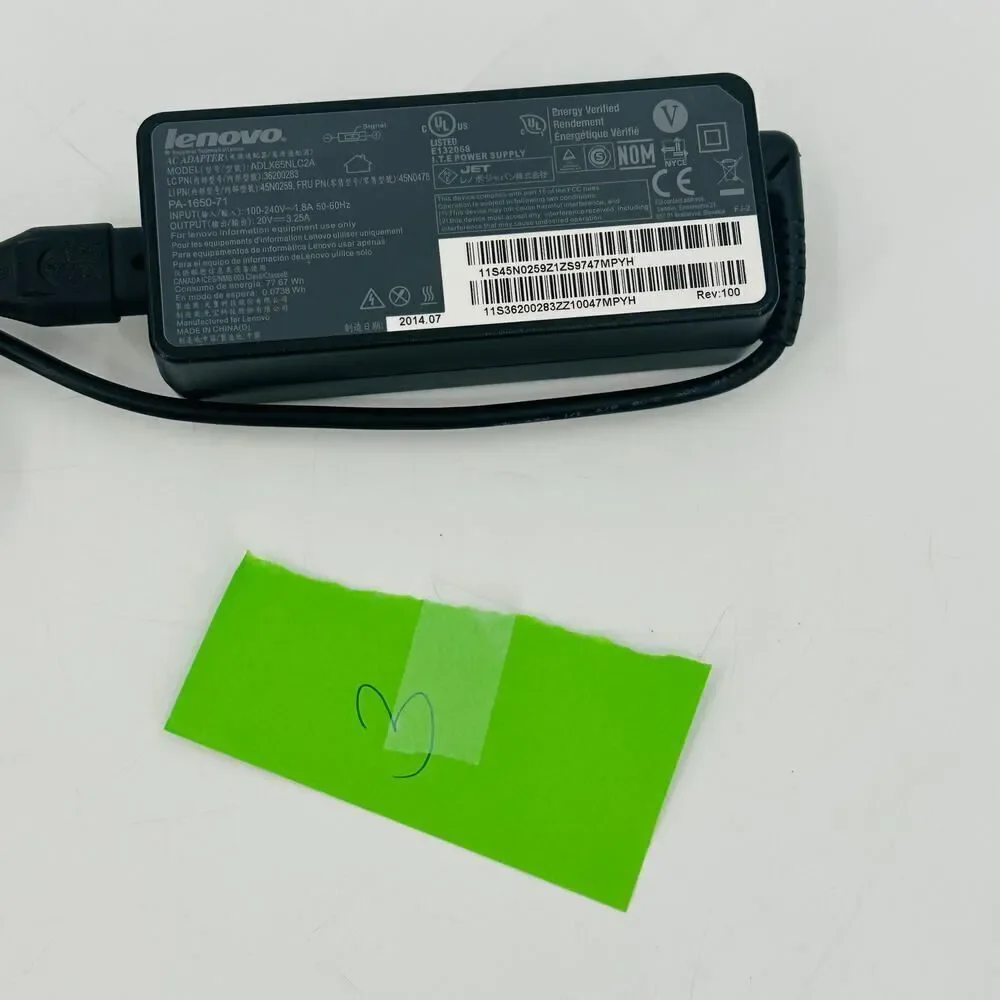 Lenovo 65W 20V 4.5A Thinkpad Laptop AC adapter Charger Flat Tip OEM Genuine